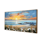 Sunrise Beach Canvas Wall Painting (Blue)